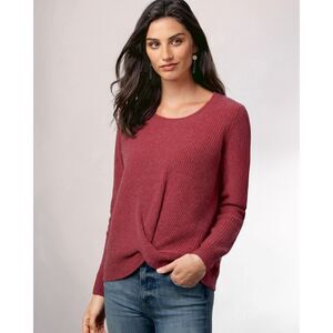 Garnet Hill Cashmere Twist Hem Sweater - Red M